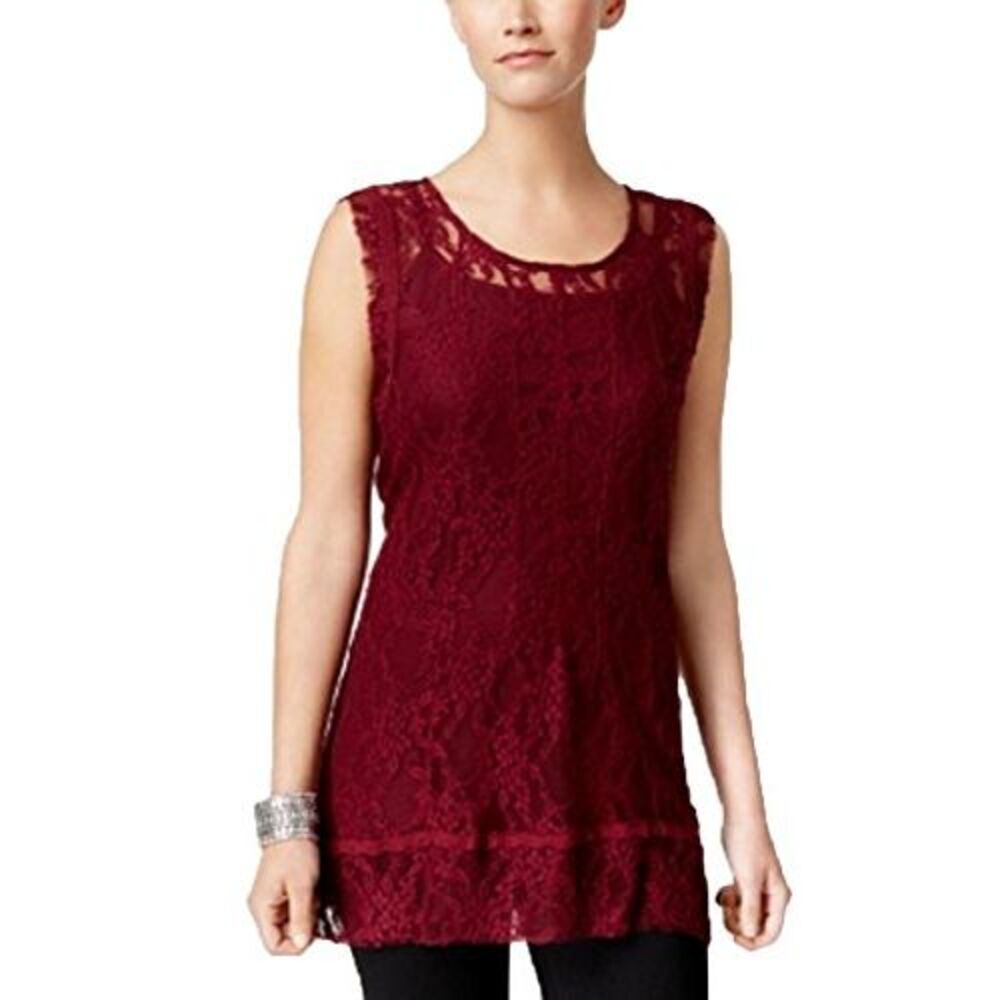 Style & Co. Sleeveless Lace Tunic Orchard Vine M